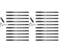 Edding 1300 feutre de coloriage fin pointe moyenne - noir - 10 stylos - pointe ronde 2 mm - pour dessiner et écrire - pour l'école, les mandalas, le doodling, les bullet journals (Lot de 2)