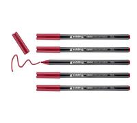 edding 1300 feutre de coloriage fin pointe moyenne - rouge carmin - 5 stylos - pointe ronde 2 mm - pour dessiner et écrire - pour l'école, les mandalas, le doodling, les bullet journals