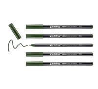 edding 1300 feutre de coloriage fin pointe moyenne - vert olive - 5 stylos - pointe ronde 2 mm - pour dessiner et écrire - pour l'école, les mandalas, le doodling, les bullet journals