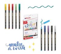 edding 1340 Feutre paillettes - multicolore - 10 stylos pinceau à effet pailleté- pointe pinceau flexible 1-6 mm -idéal pour le handlettering, l'écriture, le dessin et le coloriage de grandes surfaces