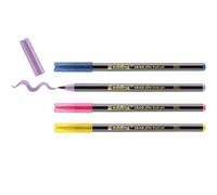 Edding 1340 Feutre paillettes - multicolore - 4 stylos pinceau à effet pailleté intensif - pointe pinceau flexible 1-6 mm - idéal pour l'écriture, le dessin et le coloriage de grandes surfaces
