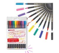 edding 1340 Feutre pointe pinceau - étui de 10 - colorées et lumineuses - pointe de pinceau flexible - feutre pour la peinture, l'écriture et le dessin - carnets, mandalas, calligraphie