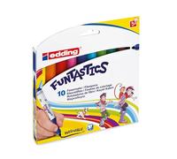 edding 14 FUNTASTICS - crayons de couleur pour enfants - lot de 10 - plume ronde 3 mm - pour colorier sur papier et carton de couleur claire - lavable sur la peau et les textiles