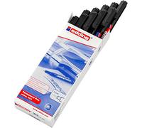 edding 140 S Feutre permanent - noir - 10 stylos - pointe ronde,3 mm - stylo pour écrire sur du verre, du plastique, des films et surfaces lisses - à séchage rapide, résistant aux taches et étanche