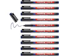 edding 140 S Feutre permanent - rouge - 10 stylos - pointe ronde,3 mm - stylo pour écrire sur du verre, du plastique, des films et surfaces lisses - à séchage rapide, résistant aux taches et étanche