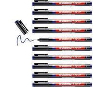 edding 141 F Feutre permanent - bleu - 10 stylos - pointe ronde,6 mm - stylo pour écrire sur du verre, du plastique, des films et surfaces lisses - à séchage rapide, résistant aux taches et étanche