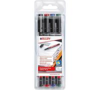 Edding 141 F Feutre Permanent - Étui De 4 -Multicouleur-Pointe Ronde,6mm-Pour Écrire Sur Du Verre Du Plastique Des Films Et Surfaces Lisses-Permanent À Séchage Rapide Résistant Aux Taches Et Étanche