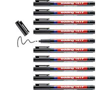 edding 141 F Feutre permanent - noir - 10 stylos - pointe ronde,6 mm - stylo pour écrire sur du verre, du plastique, des films et surfaces lisses - à séchage rapide, résistant aux taches et étanche