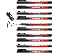 Edding 141 F Feutre Permanent - Noir - 10 Stylos - Pointe Ronde,6 Mm - Stylo Pour Écrire Sur Du Verre, Du Plastique, Des Films Et Surfaces Lisses - À Séchage Rapide, Résistant Aux Taches Et Étanche