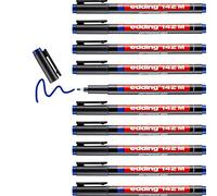 edding 142 M Feutre permanent - bleu - 10 stylos - pointe ronde 1 mm - stylo pour écrire sur du verre, du plastique, des films et surfaces lisses - , à séchage rapide, résistant aux taches et étanche