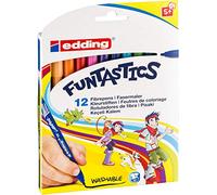 edding 15 FUNTASTICS-stylos de coloriage pour enfants-lot de 12-couleurs vives - 1 mm - pour s'amuser à colorier sur du papier et du carton de couleur claire-lavable sur la peau et les textiles