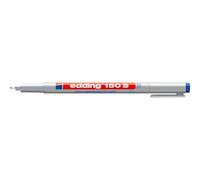 edding 150 S stylo non-permanent - bleu - 1 stylo - plume ronde,3 mm - stylo pour écrire sur le verre, le plastique, les feuilles et les surfaces lisses - séchage rapide, peut être corrigé à l'eau