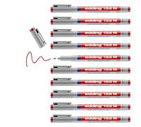 edding 152 M stylo non-permanent - rouge - 10 stylos - plume ronde 1 mm - stylo pour écrire sur le verre, le plastique, les films et les surfaces lisses - séchage rapide, peut être corrigé à l'eau