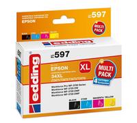 edding 18-597 edding EDD-597 noir, cyan, magenta, jaune Cartouches d'encre compatibles avec EPSON 34XL / T3476XL, lot de 4