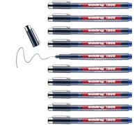 edding 1800 Feutre fin de précision - Bleu - 10 stylos - Largeur de trait 0,25 mm - Pour une écriture et des esquisses précises - Pointe fine gainée métal - adapté aux règles et aux pochoirs