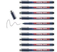 edding 1800 Feutre fin de précision - Noir - 10 stylos - Largeur de trait,25 mm - Pour une écriture et des esquisses précises - Pointe fine gainée métal - adapté aux règles et aux pochoirs
