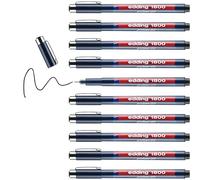 edding 1800 Feutre fin de précision - Noir - 10 stylos - Largeur de trait,35 mm - Pour une écriture et des esquisses précises - Pointe fine gainée métal - adapté aux règles et aux pochoirs