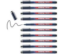 edding 1800 Feutre fin de précision - Noir - 10 stylos - Largeur de trait,7 mm - Feutre fin pour une écriture et des esquisses précises - Pointe fine gainée métal - adapté aux règles et aux pochoirs