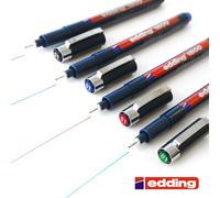 Edding 1800 Profipen Pigment Dessin Stylo - Noir, Bleu, Rouge & Vert - Set De 4
