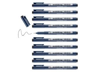 edding 1880 Feutre fin de précision - Noir - 10 stylos - Largeur de trait 0,45mm - Feutre fin pour une écriture et des esquisses précises - Pointe fine gainée métal - adapté aux règles et aux pochoirs
