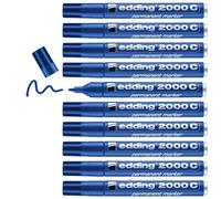 edding 2000 C Marqueur permanent - bleu - 10 stylos - pointe ronde 1,5-3 mm - sèche vite - résiste à l'eau et à l'essuyage - pour carton, plastique, bois, métal - marqueur universel