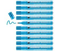 edding 2000 C Marqueur permanent - bleu clair - 10 stylos - pointe ronde 1,5-3 mm - sèche vite - résiste à l'eau et à l'essuyage - pour carton, plastique, bois, métal - marqueur universel