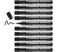 Edding 2000 C Marqueur Permanent - Noir - 10 Stylos - Pointe Ronde 1,5-3 Mm - Sèche Vite - Résiste À L'eau Et À L'essuyage - Pour Carton, Plastique, Bois, Métal - Marqueur Universel