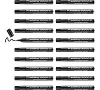 edding 2000 C Marqueur permanent - noir - 20 stylos - pointe ronde 1,5-3 mm - sèche vite - résiste à l'eau et à l'essuyage - pour carton, plastique, bois, métal - marqueur universel
