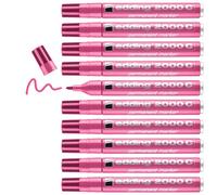 edding 2000 C Marqueur permanent - rose - 10 stylos - pointe ronde 1,5-3 mm - sèche vite - résiste à l'eau et à l'essuyage - pour carton, plastique, bois, métal - marqueur universel