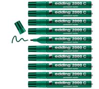 edding 2000 C Marqueur permanent - vert - 10 stylos - marqueur universel | pointe ronde 1,5-3 mm - sèche vite - résiste à l'eau et à l'essuyage - pour carton, plastique, bois, métal