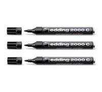 Lot de 10 Marqueur permanent pointe ogive encre indélibile noire sans solvant EDDING 2000