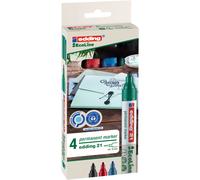 Edding 21 EcoLine 4-21-4 Marqueur permanent noir, bleu, rouge, vert résiste à l'eau: oui