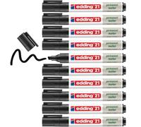 edding 21 marqueur permanent - noir - boîte de 10 - pointe ronde 1,5-3 mm | stylos imperméables, à séchage rapide et qui ne bavent pas - rechargeables