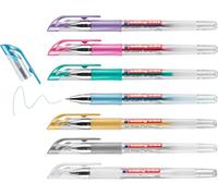 edding 2185 Roller à encre gel - blanc, or, argent, bleu, vert, rose, violet - étui de 7 -,7 mm - stylo gel pour écrire, dessiner, pour mandalas, bullet journals - roller gel, stylo roller
