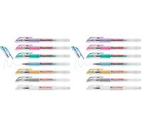 Edding 2185 Roller à encre gel - blanc, or, argent, bleu, vert, rose, violet - étui de 7 -,7 mm - stylo gel pour écrire, dessiner, pour mandalas, bullet journals - roller gel, stylo roller (Lot de 2)