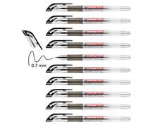 Edding 2185 Roller à Encre Gel Noir - 10 Stylos - 0,7 mm - Pour Écrire, Dessiner, Mandalas, Bullet Journals