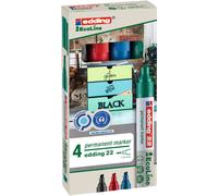 Edding 22 EcoLine 4-22-4 Marqueur permanent noir, bleu, rouge, vert résiste à l'eau: oui