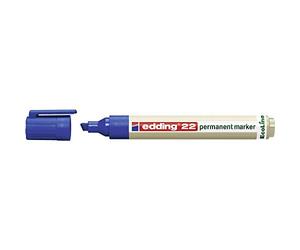 edding 22 EcoLine marqueur permanent - bleu - 1 stylo - pointe biseautée 1-5 mm - sèche vite - résiste à l'eau et à l'essuyage - pour carton, plastique, bois, métal - marqueur universel