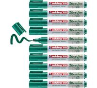 edding 22 EcoLine marqueur permanent - vert - 10 stylos - pointe biseautée 1-5 mm - sèche vite - résiste à l'eau et à l'essuyage - pour carton, plastique, bois, métal - marqueur universel