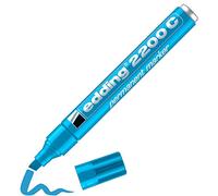 edding 2200 C Marqueur permanent - bleu clair - 1 stylo - pointe biseautée 1-5 mm - sèche vite - résiste à l'eau et à l'essuyage - pour carton, plastique, bois, métal - Marqueur universel