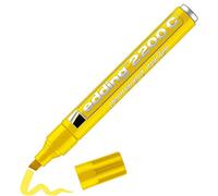 edding 2200 C Marqueur permanent - jaune - 1 stylo - pointe biseautée 1-5 mm - sèche vite - résiste à l'eau et à l'essuyage - pour carton, plastique, bois, métal - Marqueur universel