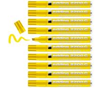 edding 2200 C Marqueur permanent - jaune - 10 stylos - pointe biseautée 1-5 mm - sèche vite - résiste à l'eau et à l'essuyage - pour carton, plastique, bois, métal - Marqueur universel