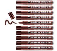 Edding 2200 C Marqueur permanent - marron - 10 stylos - sèche vite | pointe biseautée 1-5 mm - résiste à l'eau et à l'essuyage - pour carton, plastique, bois, métal - Marqueur universel