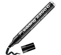 edding 2200 C Marqueur permanent - noir - 1 stylo - pointe biseautée 1-5 mm - sèche vite - résiste à l'eau et à l'essuyage - pour carton, plastique, bois, métal - Marqueur universel