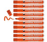 edding 2200 C Marqueur permanent - orange - 10 stylos - pointe biseautée 1-5 mm - sèche vite - résiste à l'eau et à l'essuyage - pour carton, plastique, bois, métal - Marqueur universel