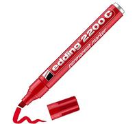 edding 2200 C Marqueur permanent - rouge - 1 stylo - pointe biseautée 1,5-3 mm - sèche vite - résiste à l'eau et à l'essuyage - pour carton, plastique, bois, métal - Marqueur universel