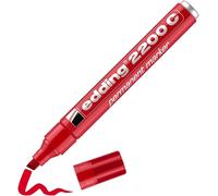Edding 2200 C Marqueur Permanent - Rouge - 1 Stylo - Pointe Biseautée 1,5 - 3 Mm - Sèche Vite - Résiste À L'eau Et À L'essuyage - Pour Carton, Plastique, Bois, Métal - Marqueur Universel