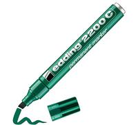 edding 2200 C Marqueur permanent - vert - 1 stylo - pointe biseautée 1-5 mm - sèche vite - résiste à l'eau et à l'essuyage - pour carton, plastique, bois, métal - Marqueur universel