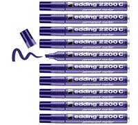 edding 2200 C Marqueur permanent - violet - 10 stylos - pointe biseautée 1-5 mm - sèche vite - résiste à l'eau et à l'essuyage - pour carton, plastique, bois, métal - Marqueur universel