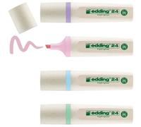 Edding 24 Surligneur EcoLine - jeu de 4 couleurs pastel - 4 surligneurs - pointe biseautée 2-5 mm - pour le marquage et le surlignage rapides et faciles de textes et de notes - en matériau recyclable